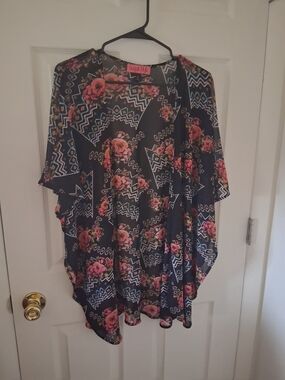 Sugar High Floral & Aztec Black Kimono